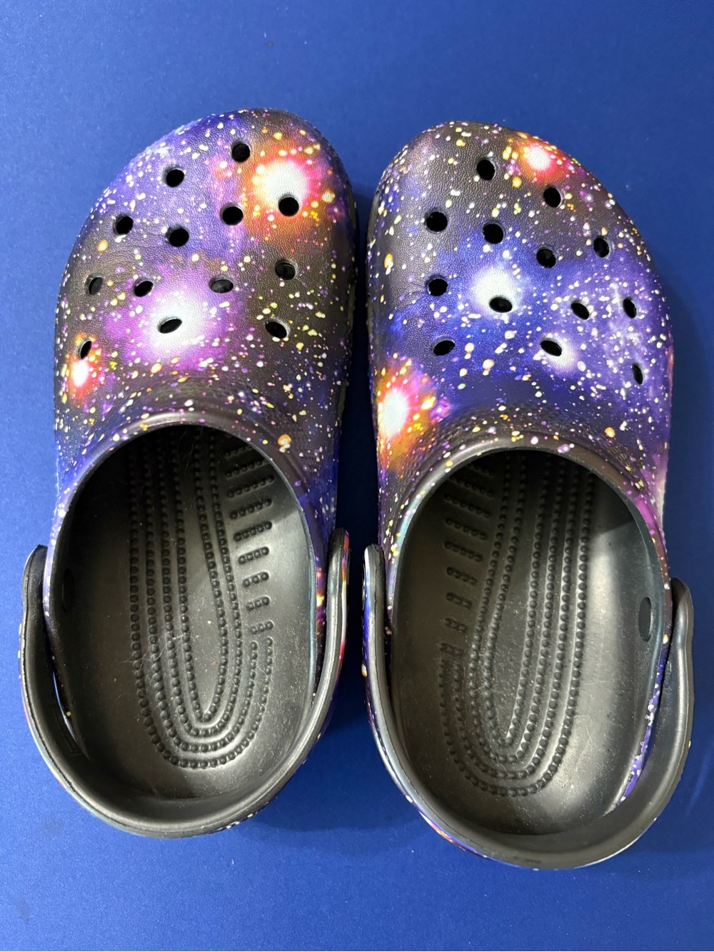 Galaxy Print Kids Crocs - Black/Purple